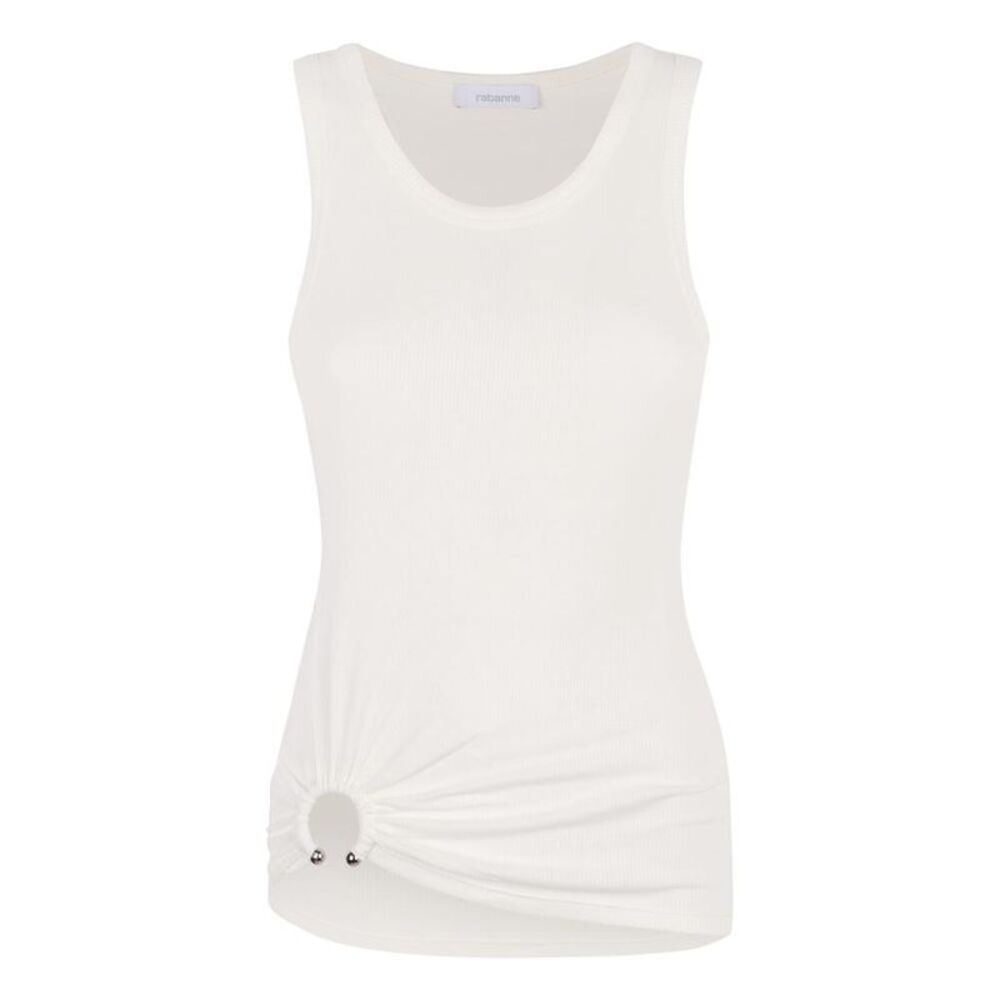 PACO RABANNE Ribbed Knit Tank Top with D-Ring Detail Women WHITE T-Shirts & Tops